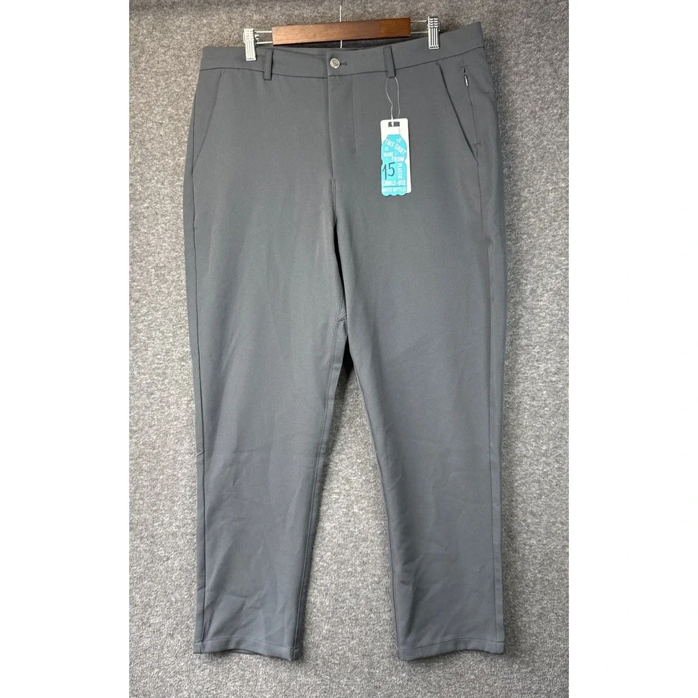 NWT &Collar Athletic Performance Pants‎ Mens 38x29 Gray Stretch Recycled Tech